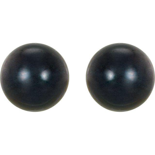 14K White 4 mm Cultured Black Akoya Pearl Earrings