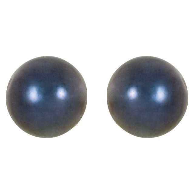 14K White 4 mm Cultured Black Akoya Pearl Earrings