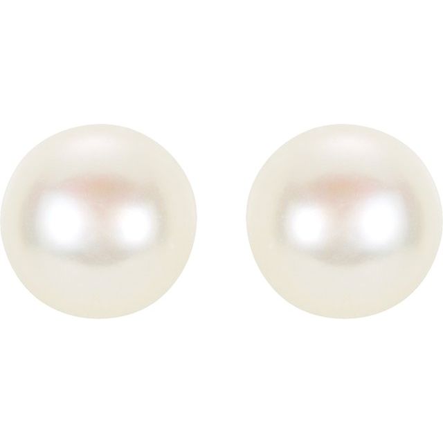 14K Yellow Panache® Cultured White Freshwater Pearl Stud Earrings