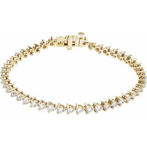 14K Gold Natural Diamond Line Bracelet - Options Available