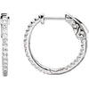 14K White 1/4 CTW Natural Diamond Inside-Outside 14.5 mm Hinged Hoop Earrings