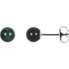 14K Yellow Gold 7 mm Cultured Black Akoya Pearl Earrings â€“ Elegant Design