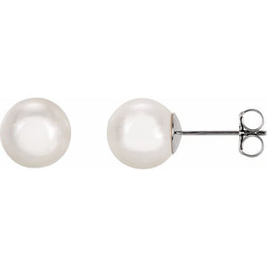 14K Yellow Gold 6 mm Cultured White Akoya Pearl Earrings – Timeless Elegance
