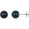 14K Yellow Gold 7 mm Cultured Black Akoya Pearl Earrings â€“ Elegant Design