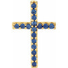 14K White Gold Petite Cross Necklace with Natural Blue Sapphires - 16 Inches