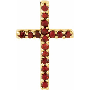 14K Gold Natural Blue Sapphire Petite Cross Necklace