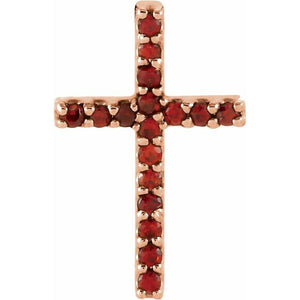 14K Gold Natural Blue Sapphire Petite Cross Necklace