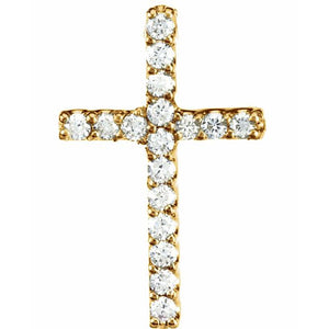 14K Gold Natural Blue Sapphire Petite Cross Necklace