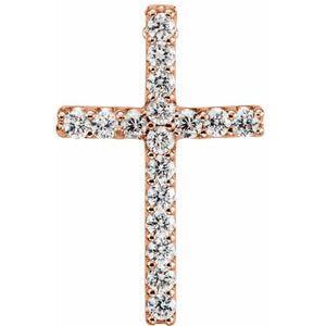 14K Gold Natural Blue Sapphire Petite Cross Necklace