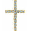 14K White Natural Blue Sapphire Petite Cross 16