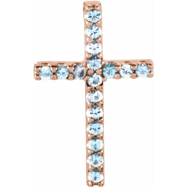 14K White Natural Blue Sapphire Petite Cross 16" Necklace