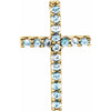 14K White Gold Petite Cross Necklace with Natural Blue Sapphires - 16 Inches