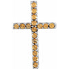 14K White Gold Petite Cross Necklace with Natural Blue Sapphires - 16 Inches