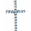 14K White Natural Blue Sapphire Petite Cross 16