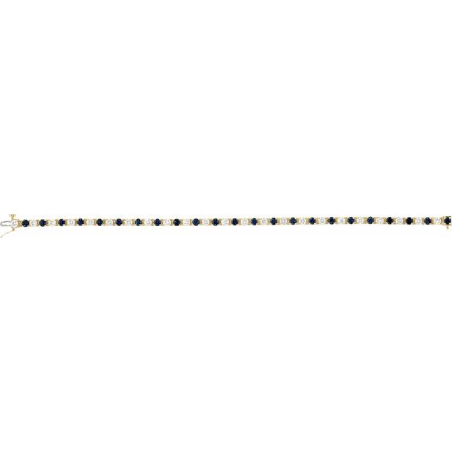 14K Gold Lab-Grown Blue Sapphire And Diamond Line Bracelet