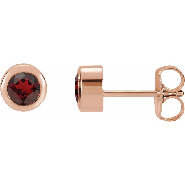 Natural Mozambique Garnet Round Earrings in 14K Gold, Silver & Platinum