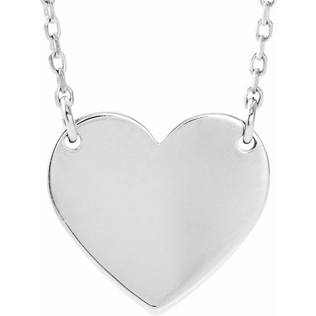 14K Gold Engravable Heart Necklace