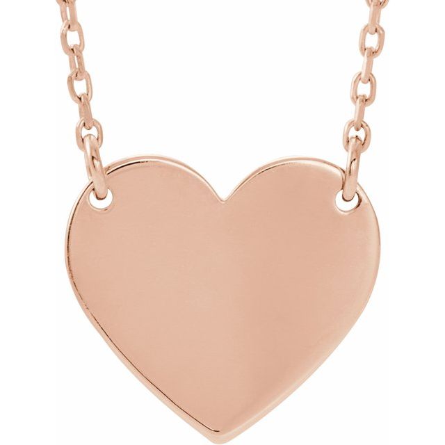 14K Gold Engravable Heart Necklace