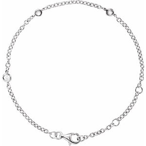 14K Gold Diamond Bezel-Set 3-Station Bracelet