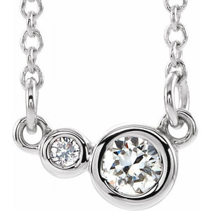 1/8 CTW Natural Diamond Round Necklace in 14K Gold & Platinum