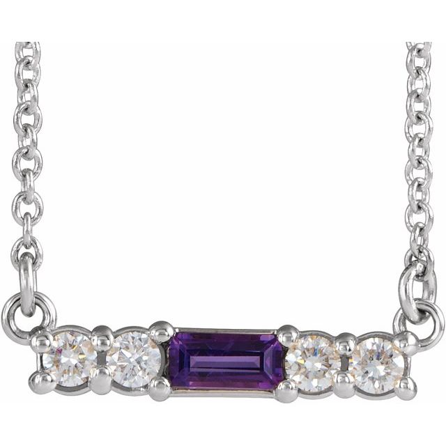 14K Gold Mozambique Garnet And Natural Diamond Bar Necklace