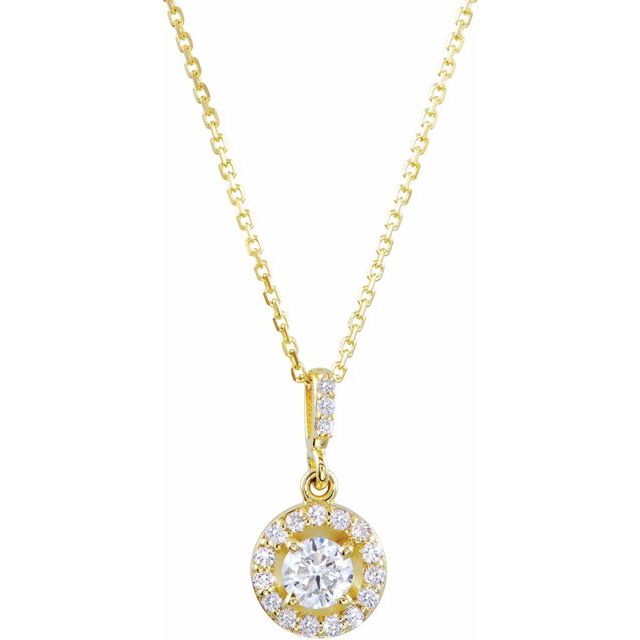 14K White 1/2 CTW Natural Diamond Halo-Style 18" Necklace