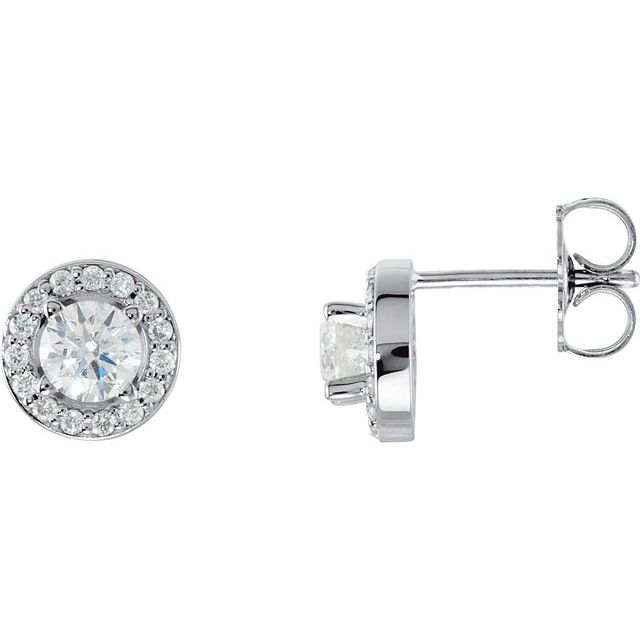 14K White 3/8 CTW Natural Diamond Halo-Style Earrings