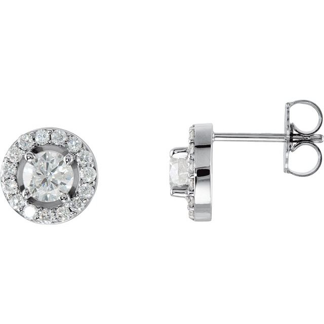 14K White 3/8 CTW Natural Diamond Halo-Style Earrings