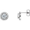 14K White Gold Moissanite & Diamond Halo Earrings â€“ Elegant Sparkle