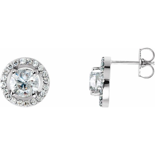 14K Gold Halo-Style Earrings