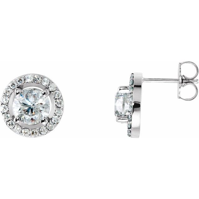 14K White Gold Moissanite & Diamond Halo Earrings â€“ Elegant Sparkle