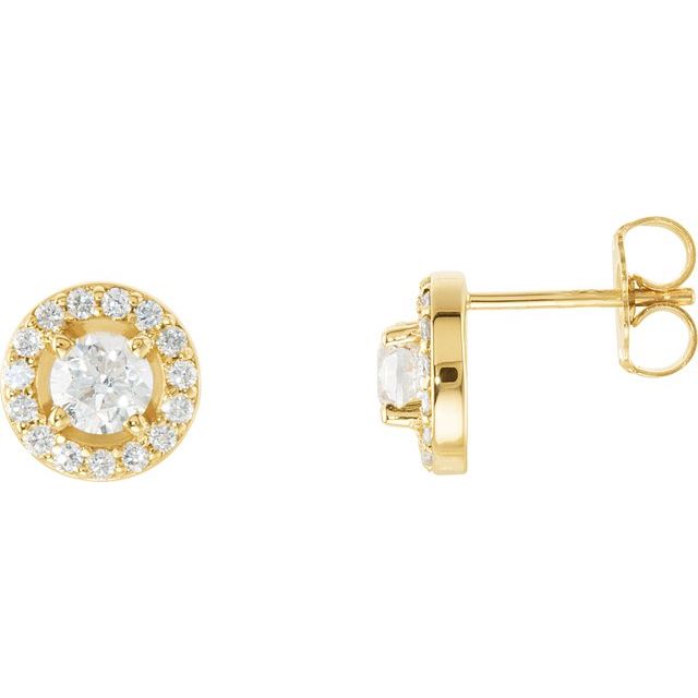 14K Gold Halo-Style Earrings