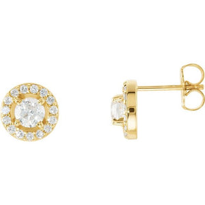14K Gold Halo-Style Earrings