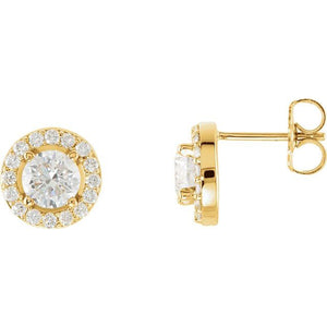 14K Gold Halo-Style Earrings