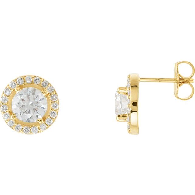 14K Gold Halo-Style Earrings