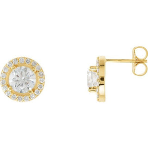 14K Gold Halo-Style Earrings