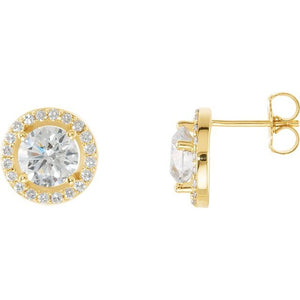 14K Gold Halo-Style Earrings