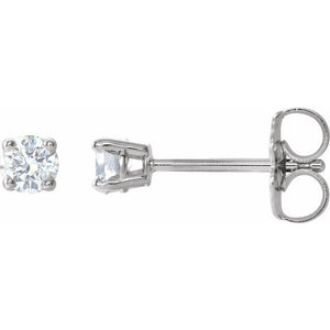 14K White Gold Natural Black Diamond Stud Earrings – 1/8 CTW