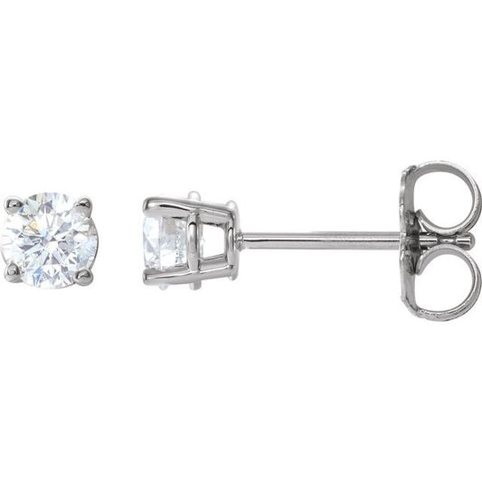 1/2 CTW Natural Diamond Round Stud Earrings in 14K Gold & Platinum