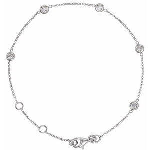 14K Gold Natural Diamond 5-Station Bracelet