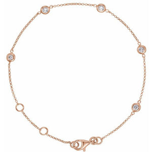 14K Gold Natural Diamond 5-Station Bracelet