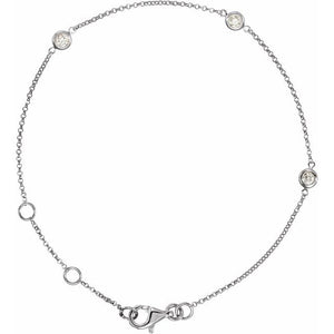 14K Gold Diamond Bezel-Set 3-Station Bracelet