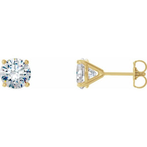 1/8 CTW Natural Diamond Round 4-Prong Cocktail-Style Earrings in 14K Gold & Platinum