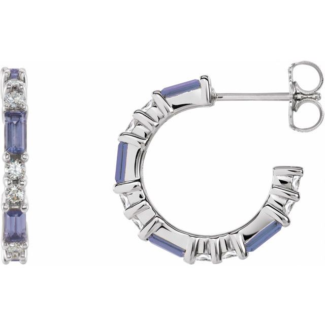 1/2 CTW Natural Blue Sapphire and Diamond Earrings in 14K Gold, Silver & Platinum