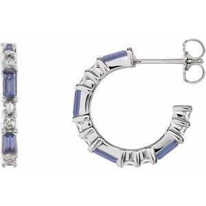 1/2 CTW Natural Blue Sapphire and Diamond Earrings in 14K Gold, Silver & Platinum