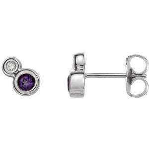 0.03 CTW Natural Amethyst and Diamond Earrings in 14K Gold, Silver & Platinum