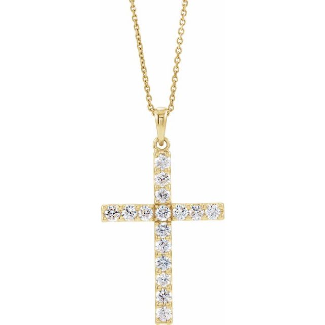 14K Yellow 1/4 CTW Natural Diamond Cross Pendant