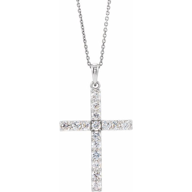14K Gold Natural Diamond Cross Pendant