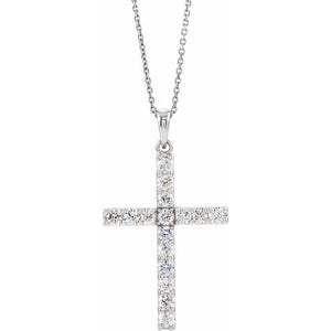 14K Gold Natural Diamond Cross Pendant