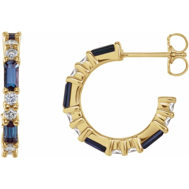 1/2 CTW Lab-Grown Blue Sapphire and Natural Diamond Earrings in 14K Gold & Silver
